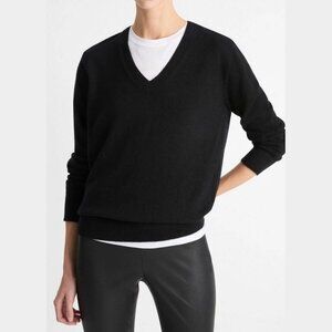 Vince Cashmere Weekend V-Neck Sweater XL Black